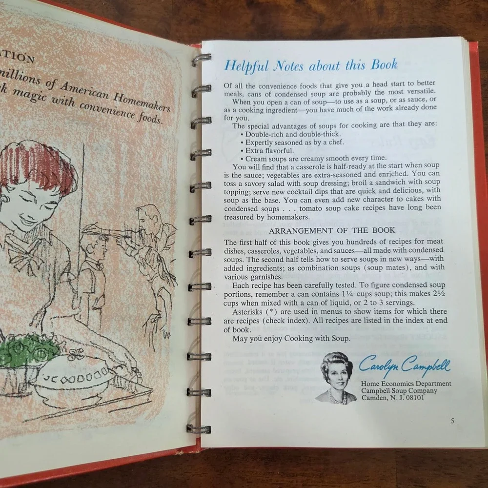 Campbell's Cooking‎ with Soup 1965 Vintage Spiral Bound Cookbook
